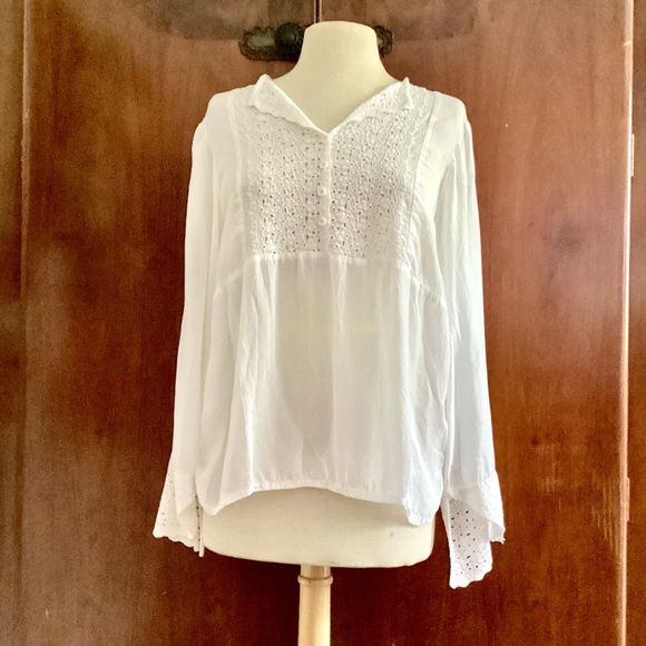 Johnny Was White Boho Floral Embroidered Rayon Tunic Top Size L Org.$298 - Picture 7 of 10